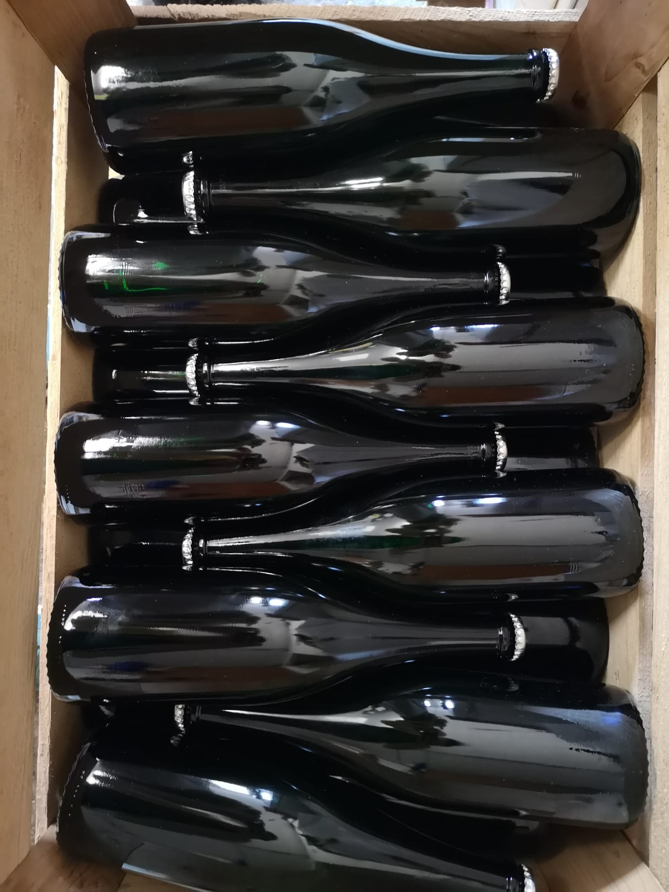 Cider bottles in crate